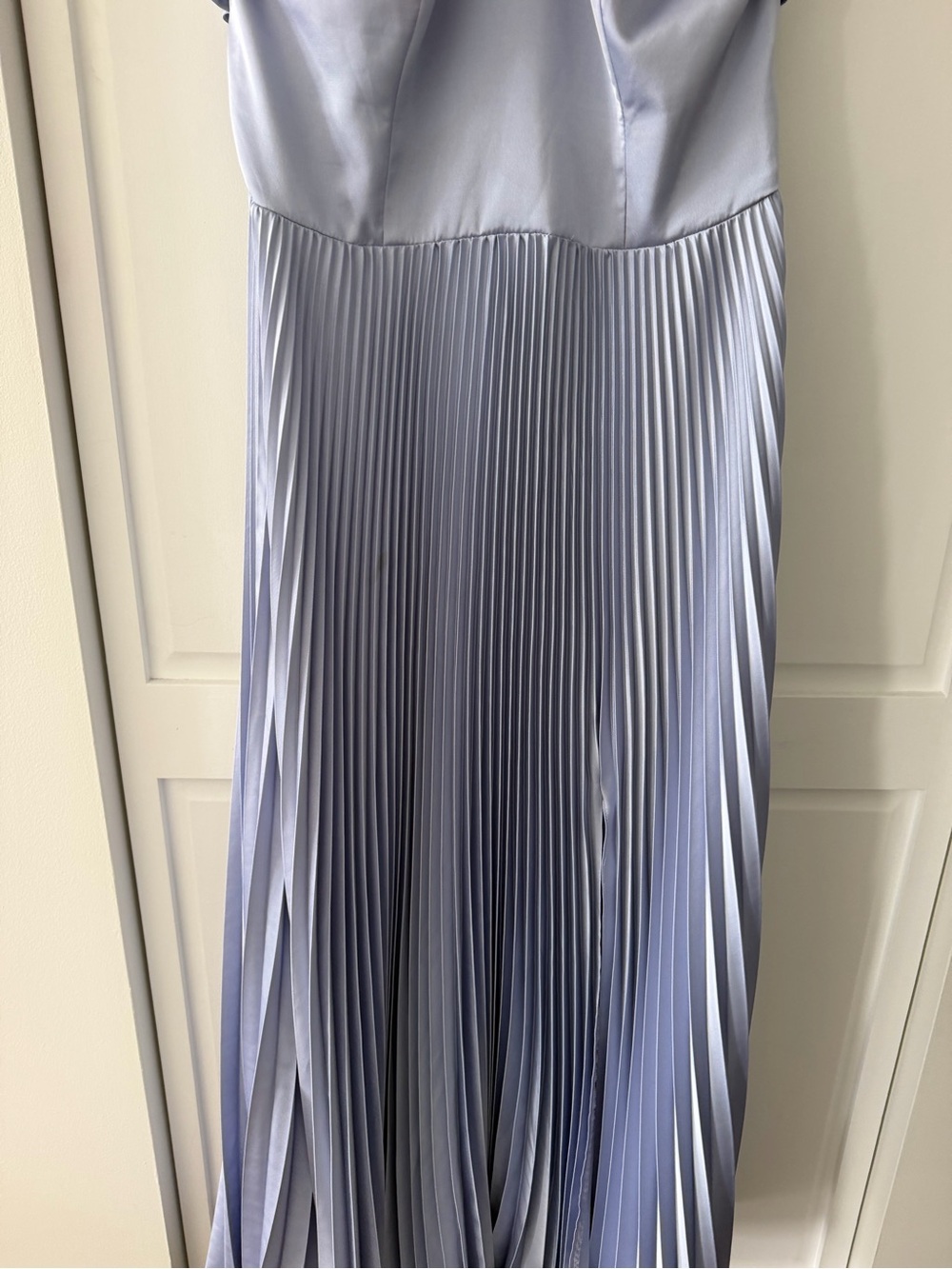 Azazie Dusty Blue Pleated Halter Bridesmaid Maxi Dress Size A12 (US 10/12) - Picture 14 of 16